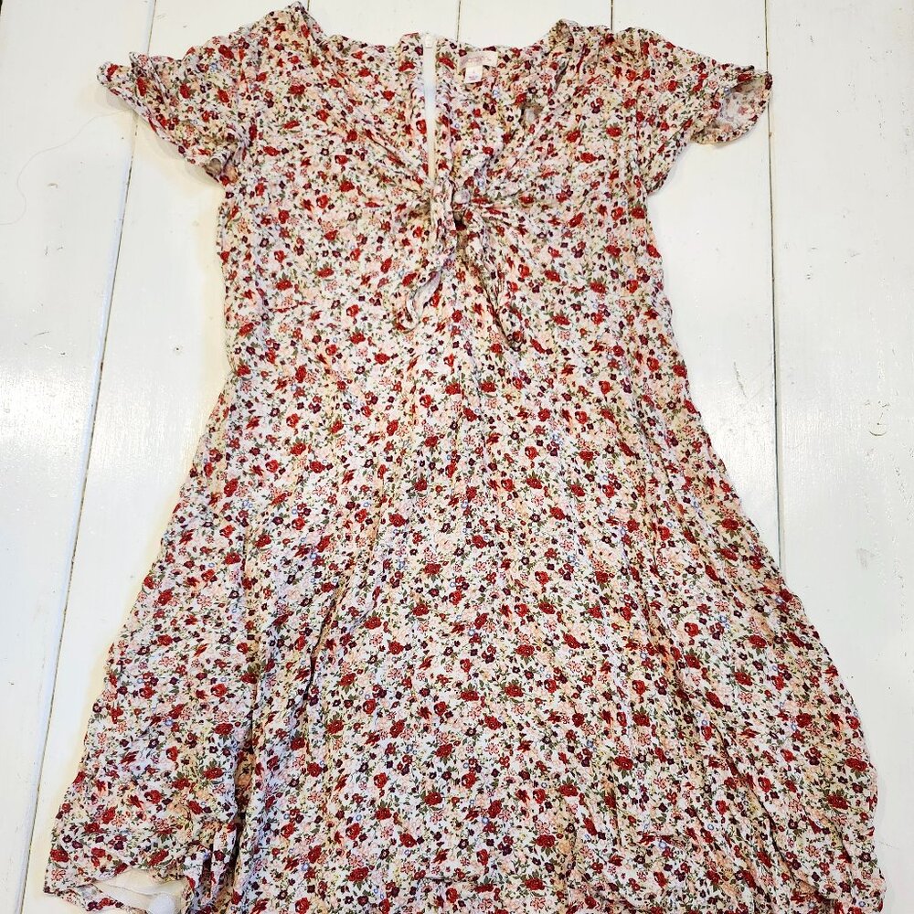 Xhilaration Floral Tie Front Dress Junior Women's Size L